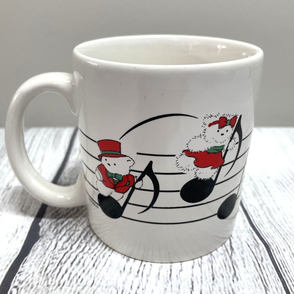 1988 Dayton Hudson Santa Bear with Music Notes coffee tea cup mug‎ double sided
